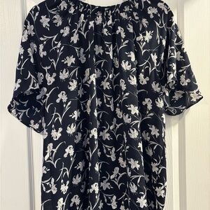 Floral Black and White Blouse